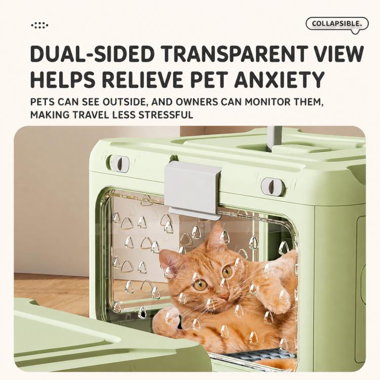 Portable Foldable Pet Carrier Crate with Ventilated Mesh