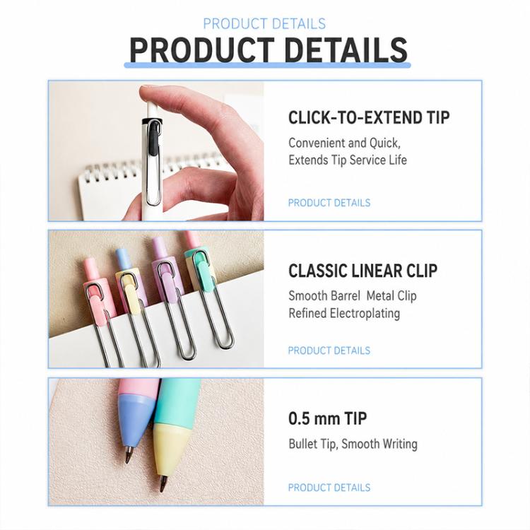 5 PCS/Pack 0.5mm Bullet Tip Colorful Retractable Pocket Ballpoint Pen