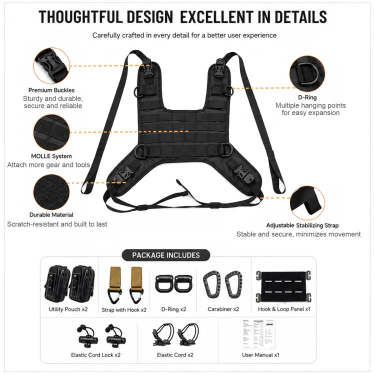 14 PCS/Pack Motorcycle Fuel Tank Vest Bag Base Mount Kit