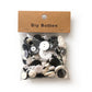 Round resin DIY buttons, black and white mix in sealed bag