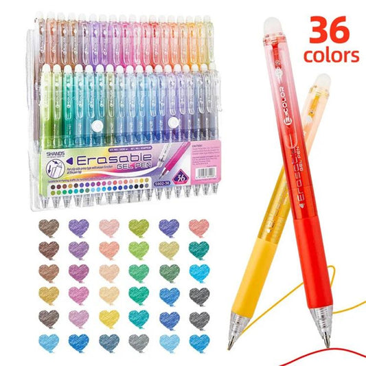 SHANDS Retractable Heat Erasable Gel Pens Quick Dry Pens for Sketching Drawing, 12 Colors/Set, 24 Colors/Set, 36 Colors/Set, 48 Colors/Set, Blue-4 PCS/Set, Black-12 PCS/Set, 12 Glitter Colors/Set