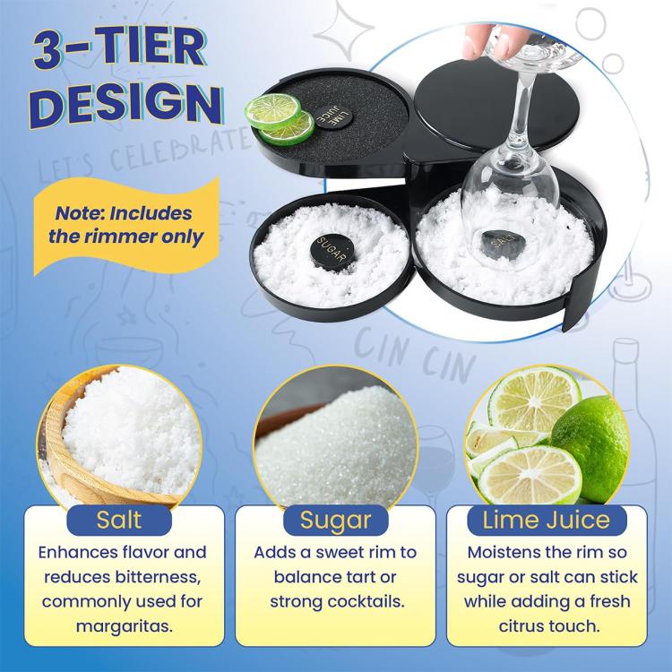 LsCook Cocktail 3 Tier Rotating Salt Rimmer Box