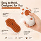 Cat Claws electric spray grooming brush in white and brown with paw-pattern buttons