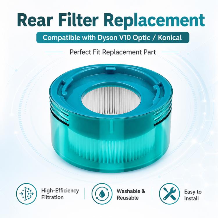 Vacuum Cleaner Replacement Dust Bag Post-Filter For Dyson V10 Optic/Konical, Post-Filter Green, Dust Bag