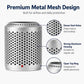 Metal mesh filter cover diagram with dense vent holes and open top ring