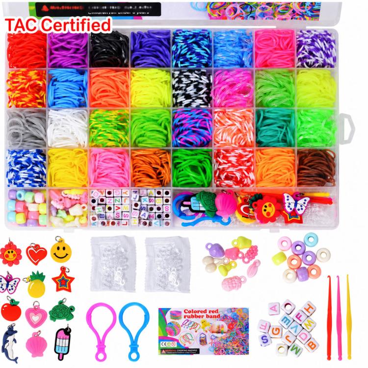 2500 PCS/Box 40-grid Rainbow Rubber Bands DIY Craft Bracelet Making Kit, 2500 PCS/Box 40-grid