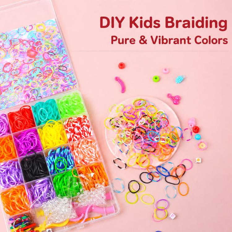 2500 PCS/Box 40-grid Rainbow Rubber Bands DIY Craft Bracelet Making Kit, 2500 PCS/Box 40-grid