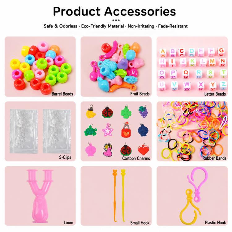 2500 PCS/Box 40-grid Rainbow Rubber Bands DIY Craft Bracelet Making Kit, 2500 PCS/Box 40-grid