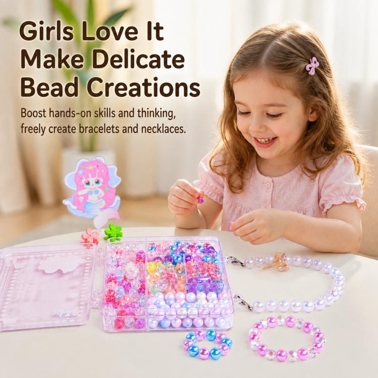 DIY Beaded Bracelet Making Kit for Children, Dazzling Girl, Mermaid
