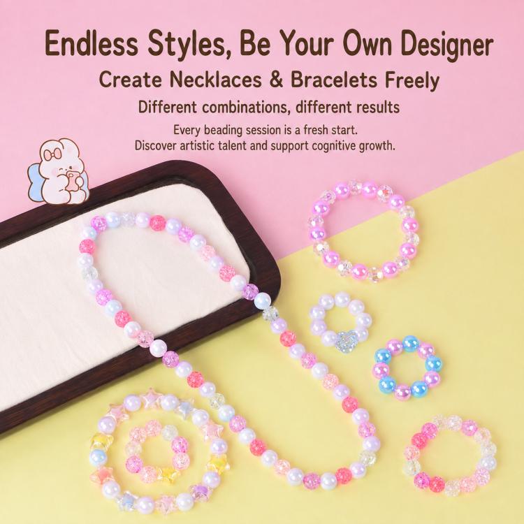 DIY Beaded Bracelet Making Kit for Children, Dazzling Girl, Mermaid