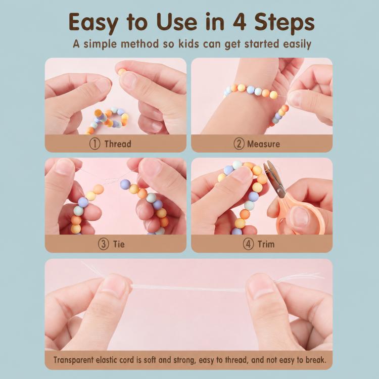DIY Beaded Bracelet Making Kit for Children, Dazzling Girl, Mermaid