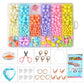 24-grid DIY beaded bracelet kit with light blue, pink, purple, and yellow beads in tray