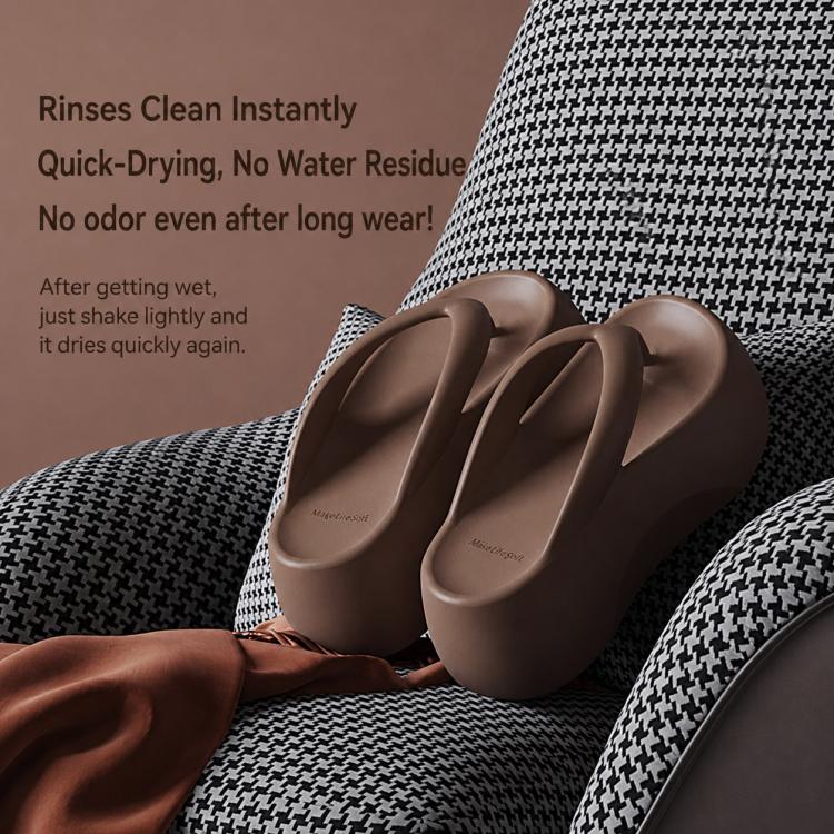 Brown EVA thick-soled flip-flops with curved toe post and contoured footbed