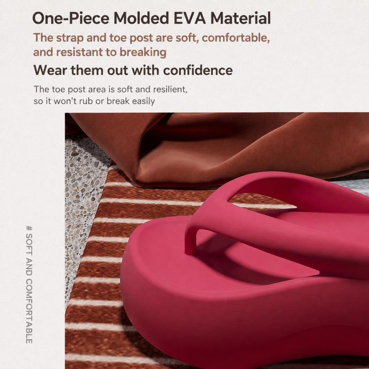 Rose-pink EVA thick-soled flip-flops with wide strap and molded toe post