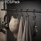 10-pack shower curtain hook set with black metal hooks holding fabric items