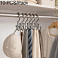10-pack shower curtain hook set with silver-tone hooks holding caps and textiles