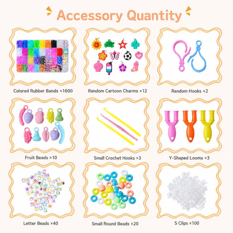 1600 PCS/Box 36-grid Rainbow Rubber Bands DIY Craft Bracelet Making Kit, 1600 PCS/Box 36-grid