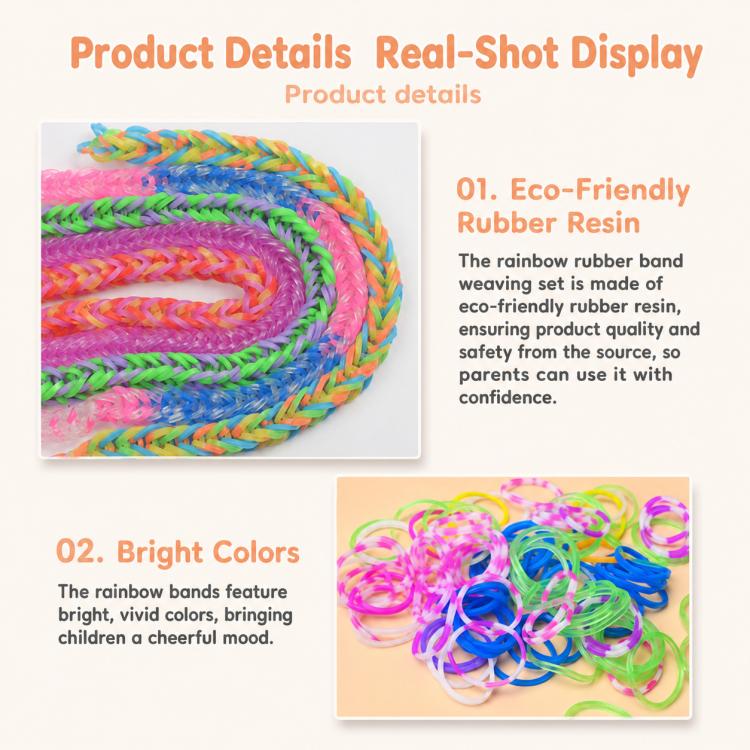 1600 PCS/Box 36-grid Rainbow Rubber Bands DIY Craft Bracelet Making Kit, 1600 PCS/Box 36-grid