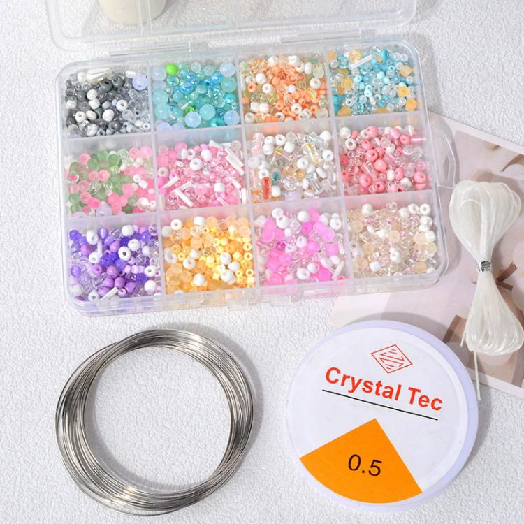 Children DIY Mixed-Color Beaded Bracelet Kit Random Color Delivery, 9-grid, 12-grid, 24-grid