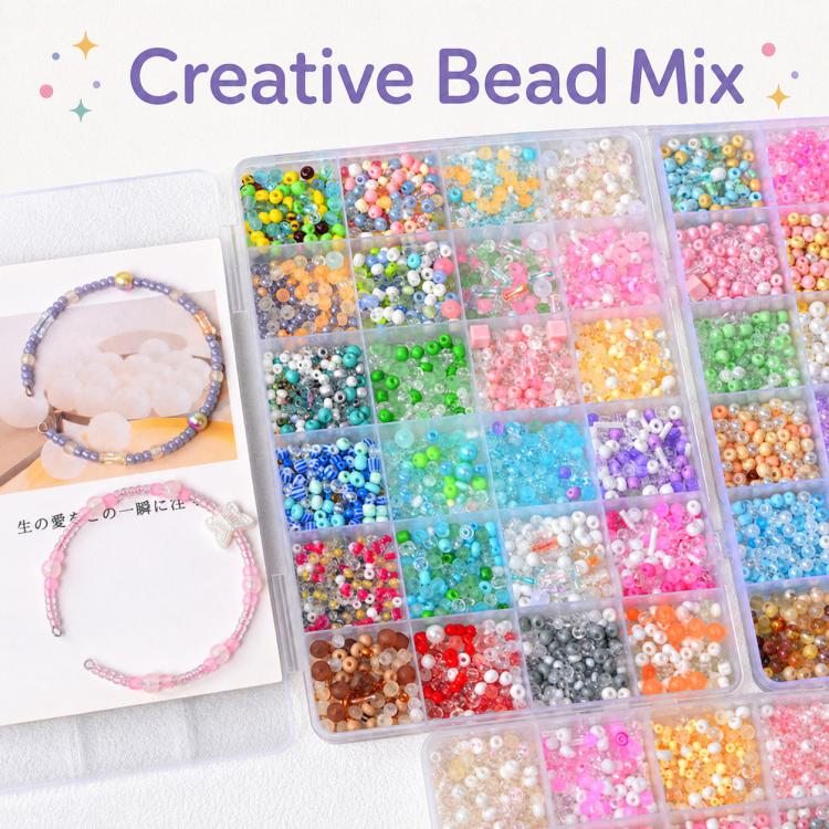Children DIY Mixed-Color Beaded Bracelet Kit Random Color Delivery, 9-grid, 12-grid, 24-grid