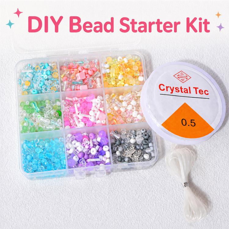 Children DIY Mixed-Color Beaded Bracelet Kit Random Color Delivery, 9-grid, 12-grid, 24-grid