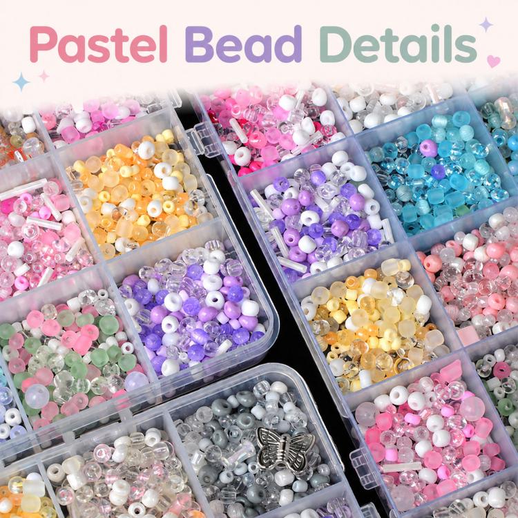 Children DIY Mixed-Color Beaded Bracelet Kit Random Color Delivery, 9-grid, 12-grid, 24-grid