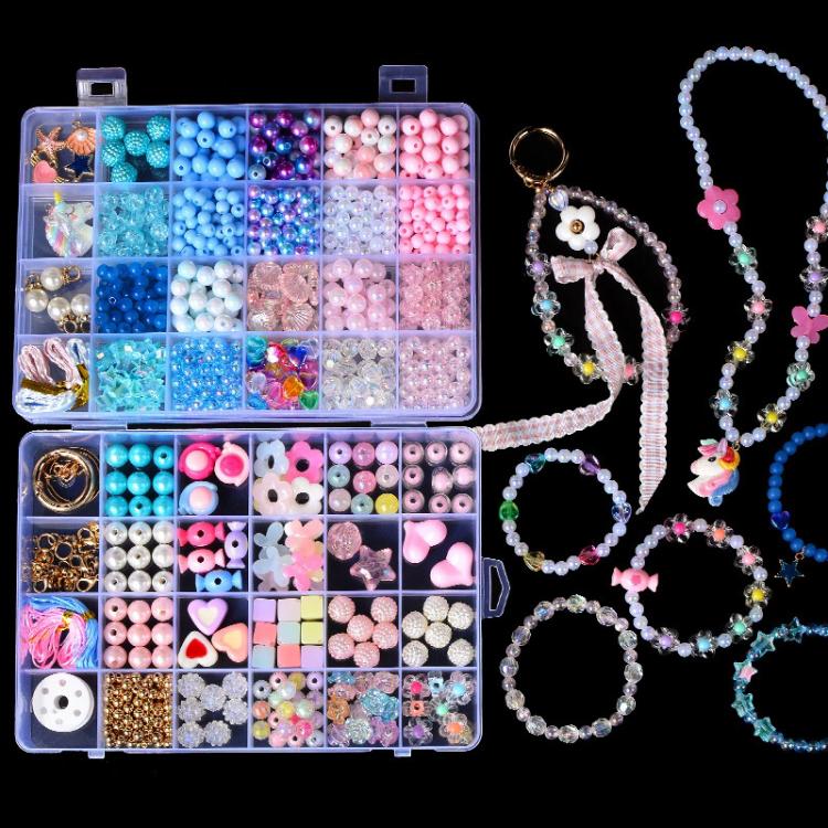 24-grid Double-layer Children DIY Beaded Bracelet Kit, 24-grid Double-layer