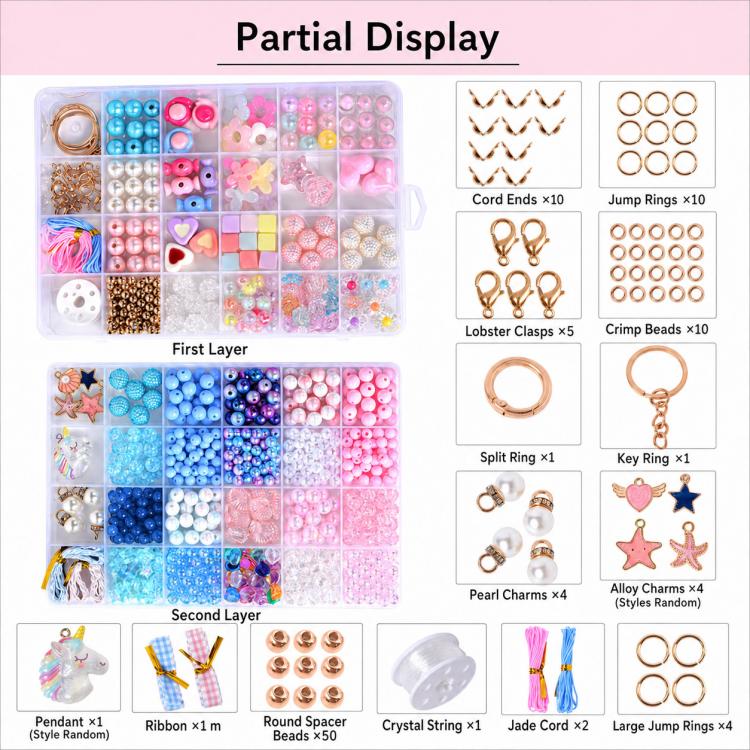 24-grid Double-layer Children DIY Beaded Bracelet Kit, 24-grid Double-layer