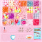 Children's beaded bracelet kit with pink bead tray of assorted round beads and charms