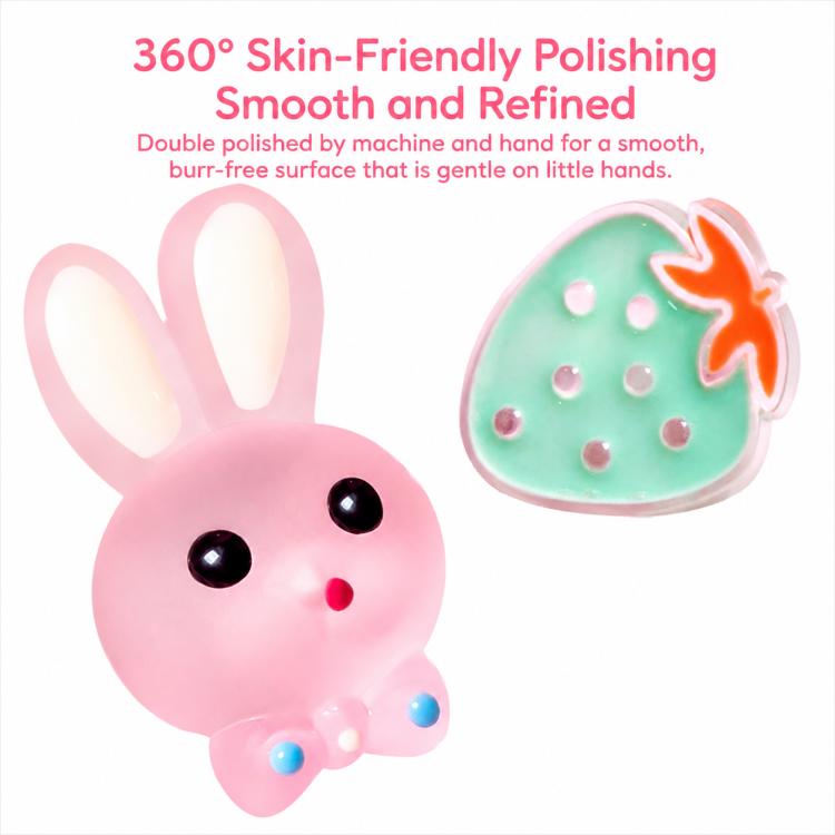 Children's beaded bracelet kit includes bunny and heart bead polishing accessory