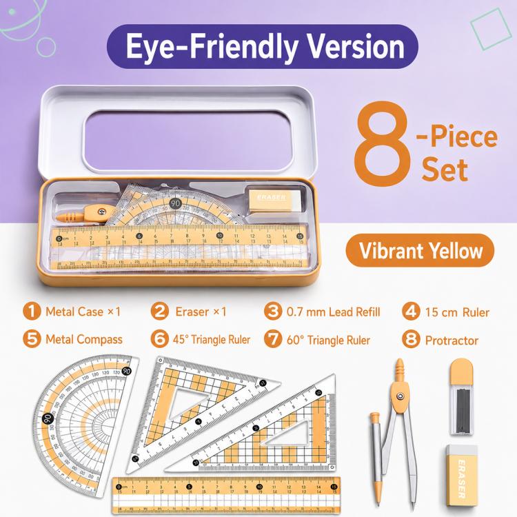 8PCS / Set Compass and Ruler Set For Students