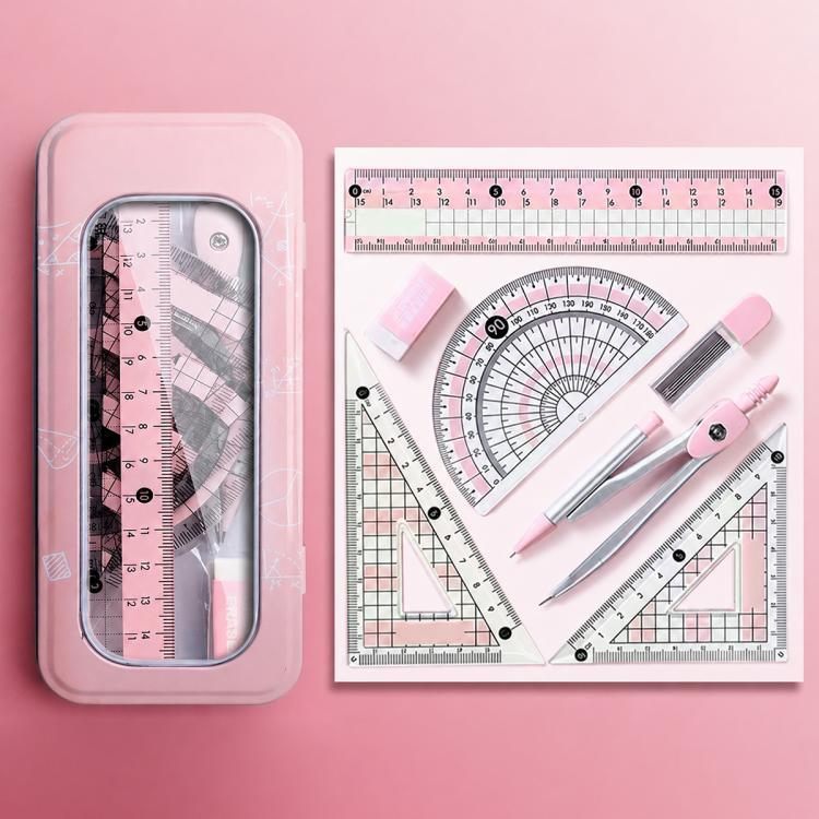 8PCS / Set Anti-myopia Compass and Ruler Set For Students