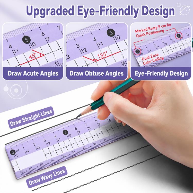 8PCS / Set Anti-myopia Compass and Ruler Set For Students