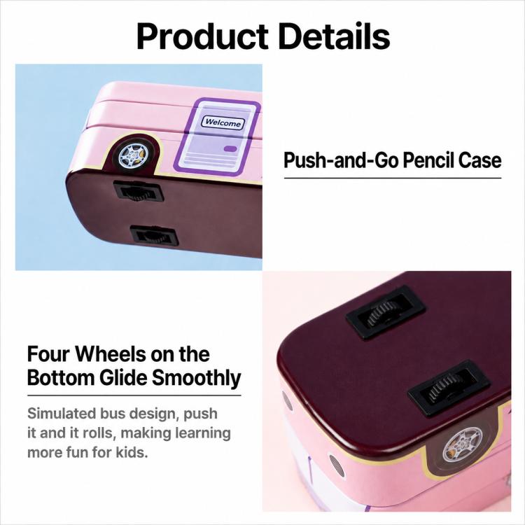 Creative Bus Double-Layer Metal Pencil Box