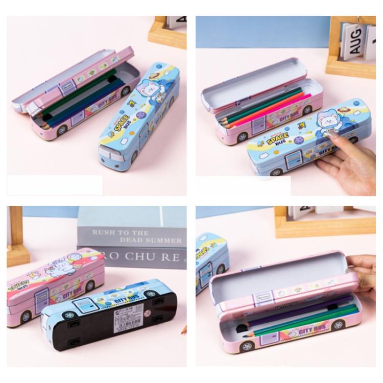 Creative Bus Double-Layer Metal Pencil Box