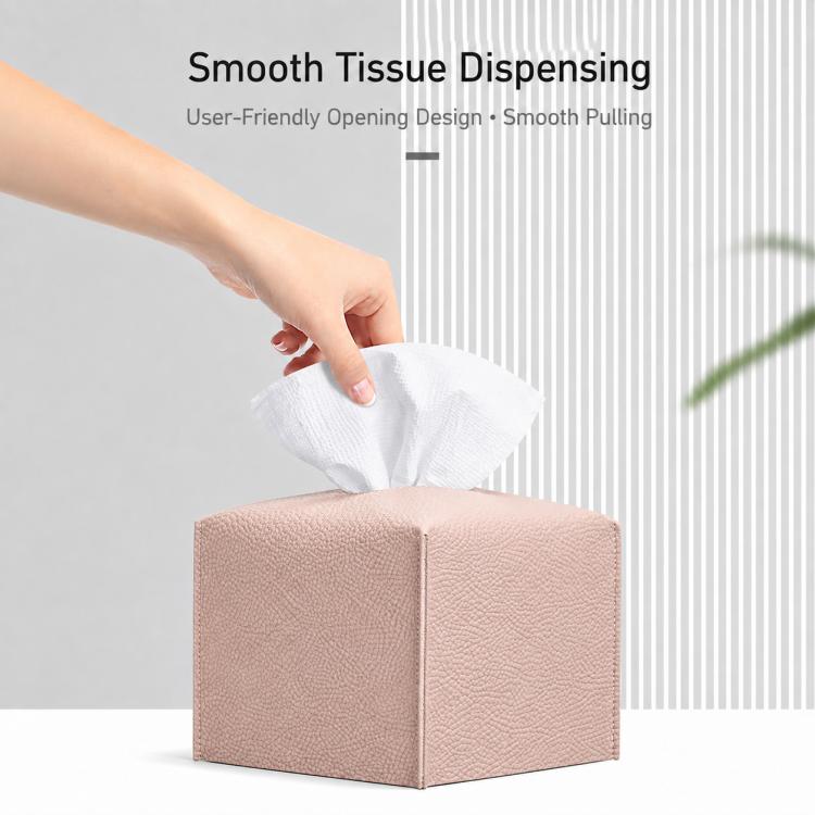 Dustproof PU Leather Tissue Storage Box, Square, Oblong