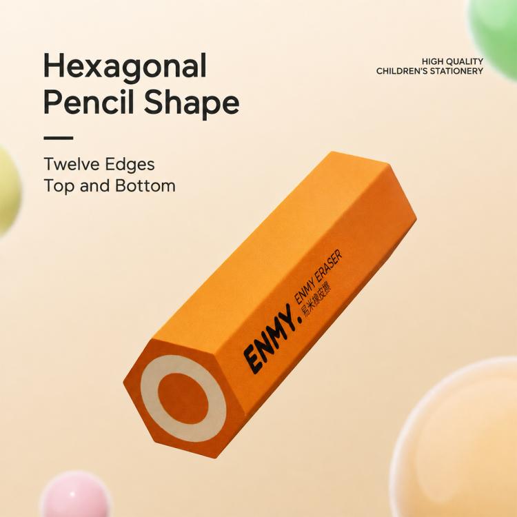 ENMY 4 PCS/Pack Hexagonal Pencil-Shaped Eraser for Pencils, Sketching, Drawing