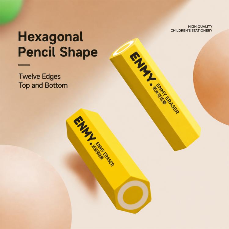 ENMY 4 PCS/Pack Hexagonal Pencil-Shaped Eraser for Pencils, Sketching, Drawing