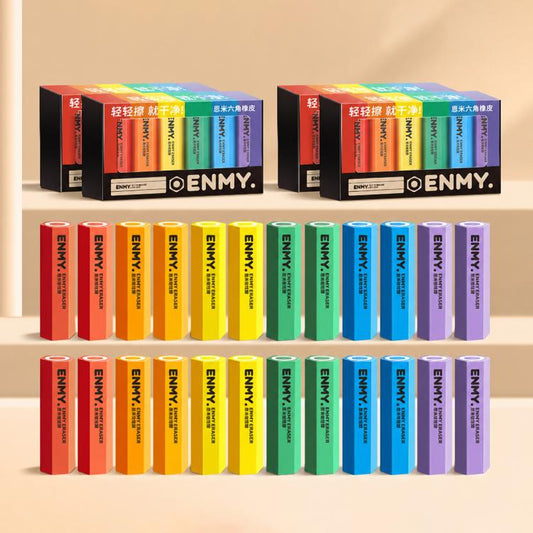 ENMY 4 PCS/Pack Hexagonal Pencil-Shaped Eraser for Pencils, Sketching, Drawing