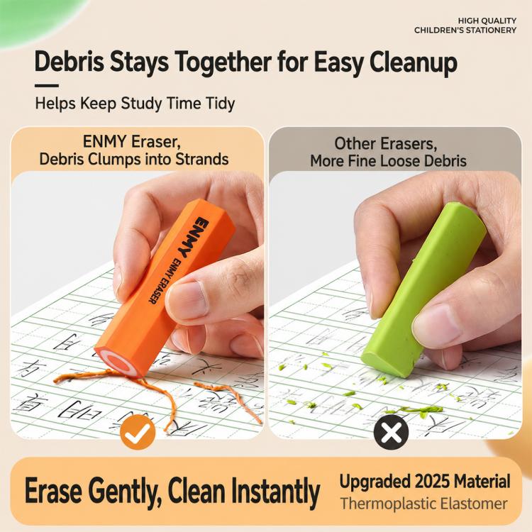 ENMY 4 PCS/Pack Hexagonal Pencil-Shaped Eraser for Pencils, Sketching, Drawing