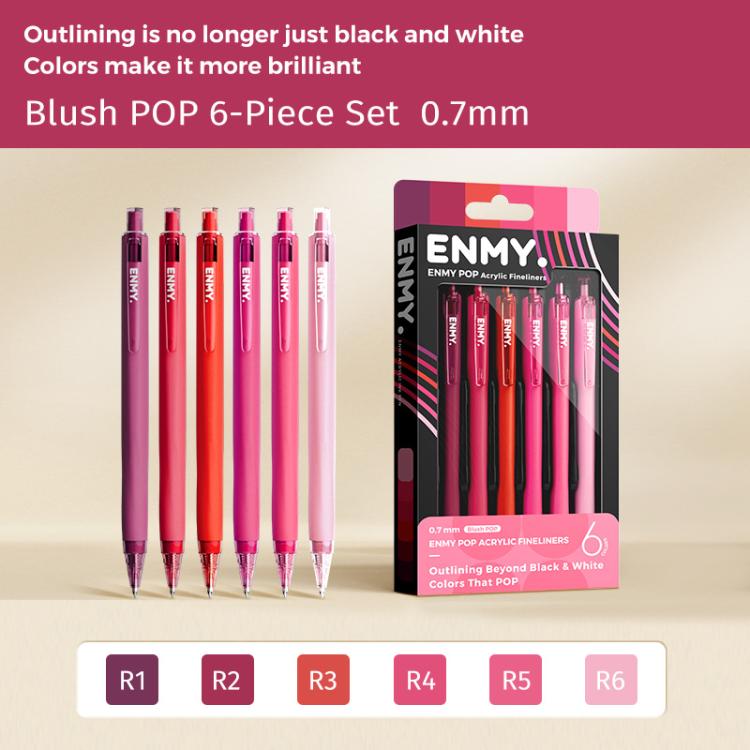 ENMY 6 PCS/Box POP Acrylic Fineliners Washable Colored Gel Pen