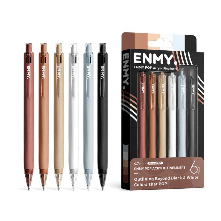 ENMY 6 PCS/Box POP Acrylic Fineliners Washable Colored Gel Pen
