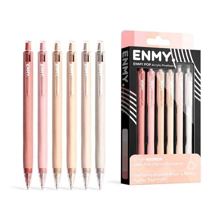 ENMY 6 PCS/Box POP Acrylic Fineliners Washable Colored Gel Pen
