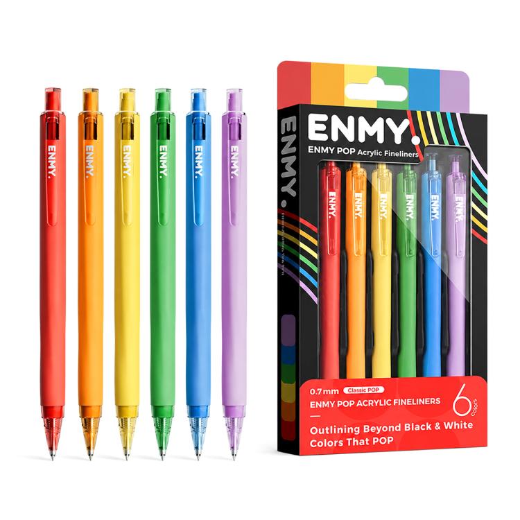 ENMY 6 PCS/Box POP Acrylic Fineliners Washable Colored Gel Pen