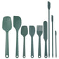 Green silicone mixing utensil set with spatula and oil brush tools
