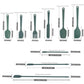 Silicone baking utensil set showing multiple tool shapes and lengths