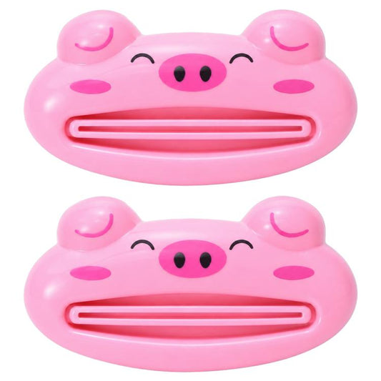 2 PCS/Pack Cute Cartoon Rolling Toothpaste Squeezer, Pink Pig, Frog, Panda