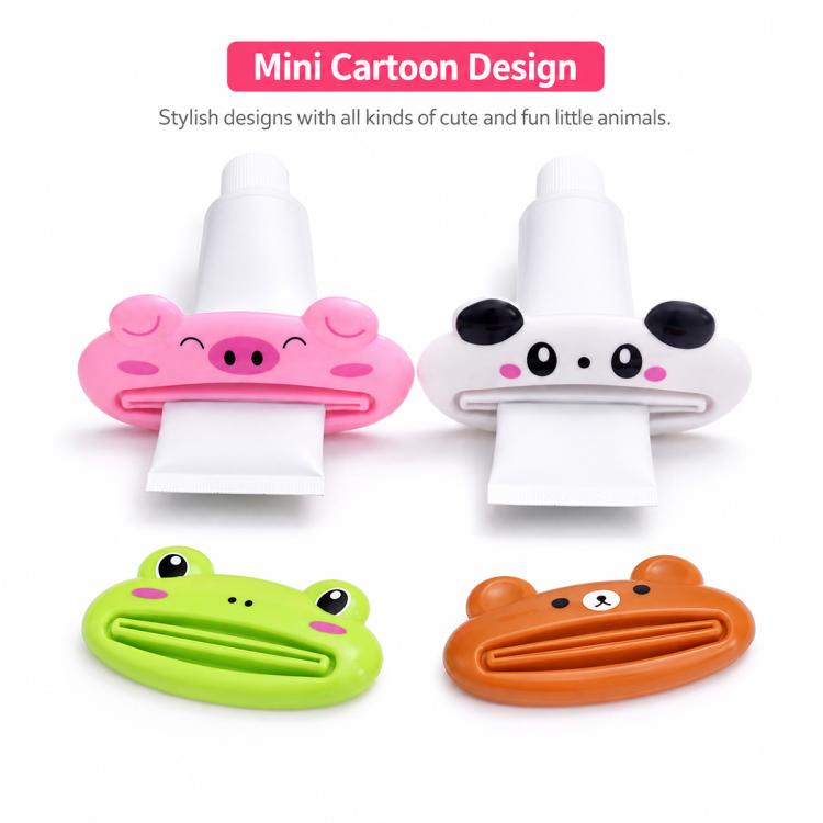 2 PCS/Pack Cute Cartoon Rolling Toothpaste Squeezer, Pink Pig, Frog, Panda