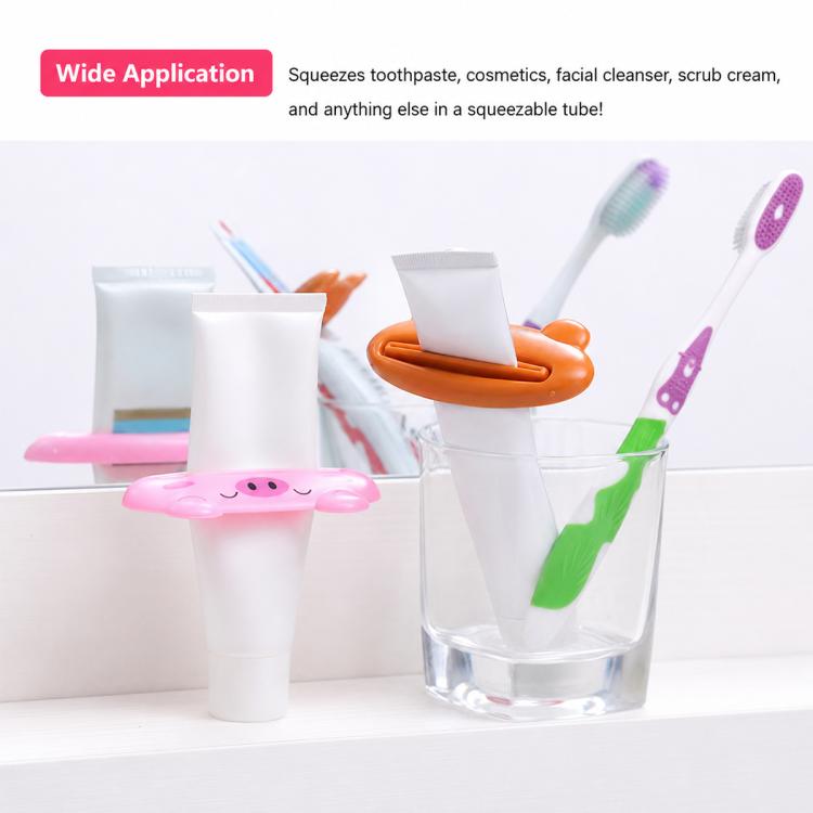2 PCS/Pack Cute Cartoon Rolling Toothpaste Squeezer, Pink Pig, Frog, Panda