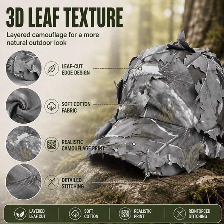 Outdoor Training Leaf Camouflage Baseball Sunshade Cap, Dome Cap